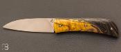 Couteau " Engatse " custom Loupe de frêne et lame en 14C28 de David Margrita - Mbull Knives