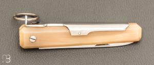 Couteau de poche Facette corne blonde 12cm avec anneau par J. Mongin