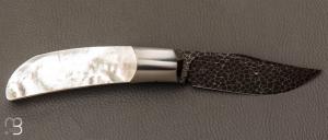    Couteau  "  Foxy " custom par Maxime Belzunce - Nacre et damas "Nebula"
