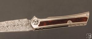  Couteau " Frame-lock  " custom de Lionel Lalague - Bois de fer et lame Damasteel®