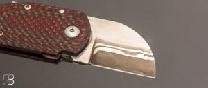     Couteau "Hérisson" custom par Alain André - Carbone rouge
