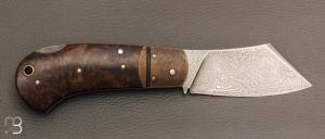    Couteau " Jackdaw " pliant custom par Nicolas Weber - Noyer et damas 