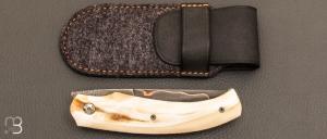 Couteau "  K-Libre " custom de Michel Grini - ivoire de phacochère et lame Gomaï 80CRV2