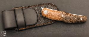   Couteau " Karnage " custom de Michel Grini - Loupe d'amboine et lame en RWL34