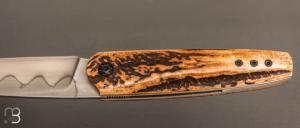Couteau " Kashmir " custom de Michel Grini - Bois de cerf et lame en 26c3