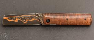    Couteau " Kosto " custom de Michel Grini - Micarta vintage et lame en Tigermaï