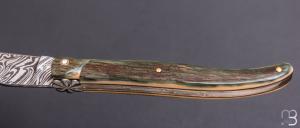   Couteau " Laguiole 12 cm" custom par Rozelier Fabien - Ty Coutelier - Ivoire de mammouth et damas