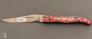 Couteau Laguiole en Aubrac Collection Cosmos modle " Saturne " - Loupe de sureau rose