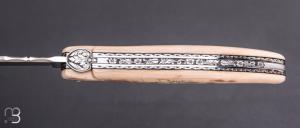   Couteau " Laguiole Feuillage 12cm " par Philippe Voissière - Ivoire de Mammouth