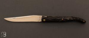Couteau " Laguiole sculpt " par Jean Paul Daire - Corne de buffle noire et lame en 12C27