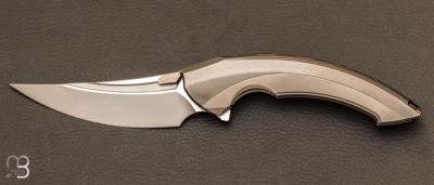   Couteau  "  Lamella " Dark Gray Titanium handle par Rike Knife - First Run 100 exemplaires