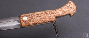  Couteau de poche Le Bugiste Bouleau Cran Forcé avec Tire-bouchon de Frédéric Maschio