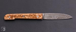  Couteau " Le Capi " par la Coutellerie Savignac - Bouleau et lame en damasteel