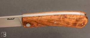   Couteau  " Le Dodu  " à cran plat par Frédéric Maschio - Olivier et acier 80CrV2