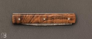Couteau  "  Le Français " ronce de noyer / lame damas par Perceval