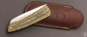   Couteau " Le Gourmet " custom par Alain André - Carbone Jaune et lame damas de Philippe Ricard
