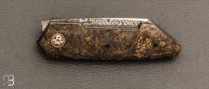    Couteau  "  Liner-Lock " custom par Romain Lopez - Fatcarbon et Damasteel®