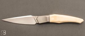   Couteau  "  Liner-lock custom " de Berthelemy Gabriel - La Forge Agab - Ivoire de mammouth et RWL34