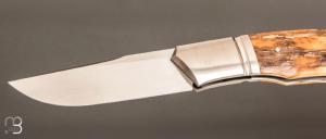   Couteau " Lock-back" custom pliant par Mathis Poujol - Ivoire de mammouth et RWL34