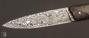 Couteau "Le Lombard" par Adrien Giovaninetti fibre de carbone damas - Lame damas
