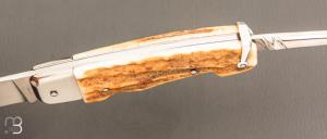 Couteau " Manufrance véritable " en bois de cerf 2 pièces