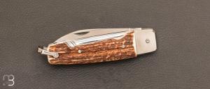 Couteau "  Manufrance véritable " en bois de cerf 2 pièces