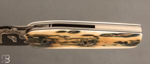 Couteau " Mastard " custom par Christophe Arbogast - Ivoire de mammouth et lame damas de F.Keller