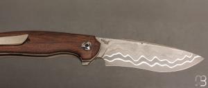    Couteau " Milvus " Liner-Lock flipper par Olivier Lamy - Micarta et lame damas