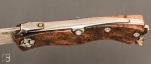 Couteau " Navaja Montañesa" par Jesus Granda - Loupe d'amboine et lame damas