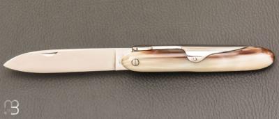   Couteau  " Navette 10 cm "  par J. Mongin - Corne blonde