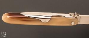  Couteau de poche " Navette 16 CM " par J. Mongin - corne blonde