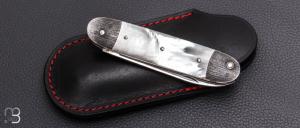   Couteau " Navette Nogentaise " de collection par Benjamin Mittay - Nacre blanche