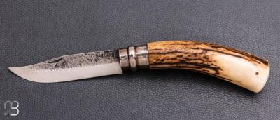 Couteau "Opinel N°08" custom bois de cerf sambar par Laurent Gaillard
