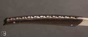    Couteau " L'Orque Lévitas " pliant par l'Atelier Les 2 Diables - Micarta jute marron et 14c28n