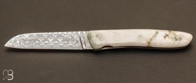 Couteau " L08 " de Perceval - Lame Damas et Jade Polaire