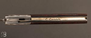 Couteau " Razorlock chisel Engraved " par Carlo Cavedon - CavedonArt - Ironwood et VG-10 San-Maï