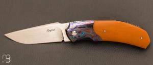    Couteau " Rocket " custom de Stphane Sagric - Micarta Westinghouse et ZircuTi et Zirconium