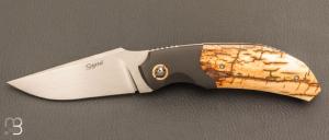     Couteau " Rocket " custom de Stéphane Sagric - Ivoire de mammouth et lame en RWL34