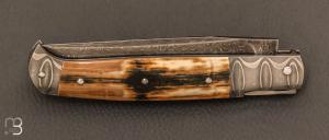 Couteau " Rumilly " custom par David Brenière - Lame damas feuilleté