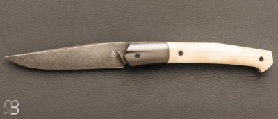  Couteau  " Sacre " de collection par Yorick Stoupy - Ivoire de phacochère et 14c28N