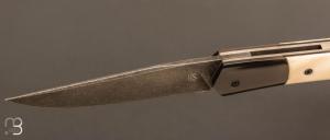  Couteau  " Sacre " de collection par Yorick Stoupy - Ivoire de phacochère et 14c28N