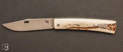 Couteau " Scagel " fait main par Laurent Gaillard - Bois de cerf - XC75