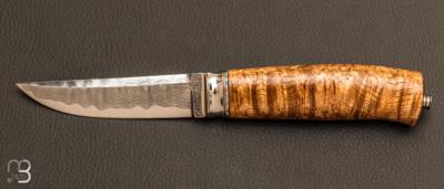Couteau fixe nordique par Kaj EMBRETSEN - Damas et Ronce de frêne