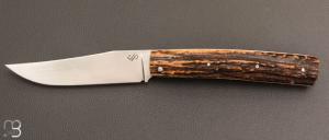   Couteau " Slipjoint " de Jacky Pasquier - Bois de cerf Sambar et lame en RWL34