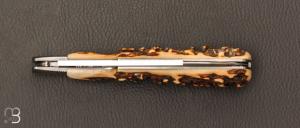  Couteau " Tail - lock " pliant fait main par Bastien Toubhans - Atelier Beau Merle - Bois de cerf