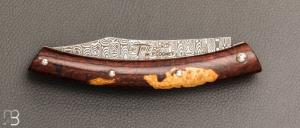    Couteau  de poche le Thiers 11 CM par Cognet - Bois de fer et lame damas