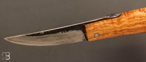   Couteau " XIII " par Martin CLAUDEL - Olivier et sandwich acier ancien et vieux fer feuilleté