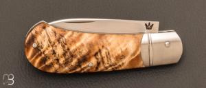 Couteau " Zulu " pliant custom par Nicolas Weber - Fourche de peuplier stabilisé et lame en RWL34