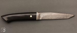  Couteau fixe de collection de Jean Paul Sire - Ebène du Gabon et lame damas