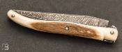 Couteau de collection Laguiole 12 cm Damas et Mammouth par Rozelier Fabien- Ty Coutelier